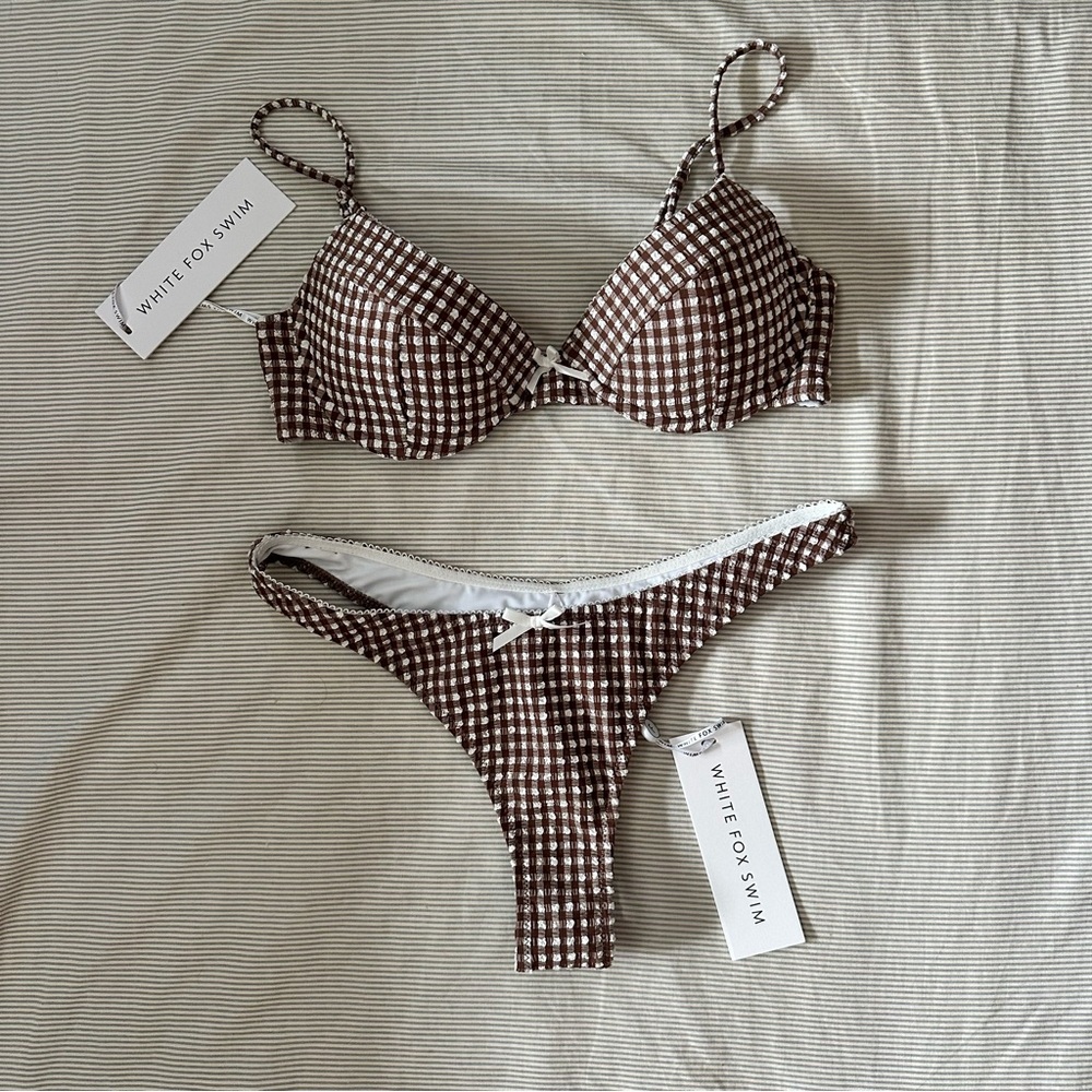 White fox boutique swim set choc gingham